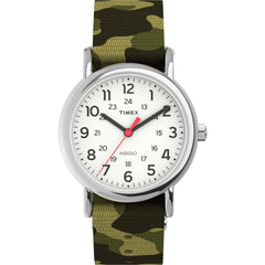 Timex Women's Watch - Weekender Seasonal White Dial Green Fabric Strap | TW2V61500JT