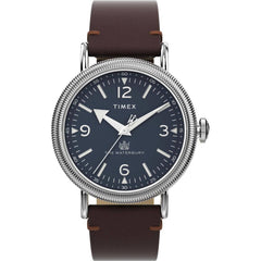 Timex Women's Watch - The Waterbury Navy Blue Dial Brown Leather Strap | TW2W20400VQ