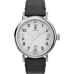 Timex Men's Watch - Peanuts Quartz Silver Tone Dial Grey Leather Strap | TW2W45900VQ