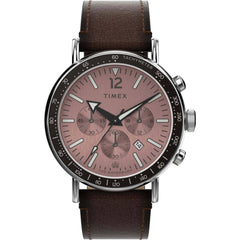 Timex Men's Watch - The Waterbury Rose Gold Dial Brown Leather Strap | TW2W47300VQ