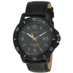 Timex Men's Watch - Expedition Solar Black Dial Resin Case Leather Strap | TW4B147009J