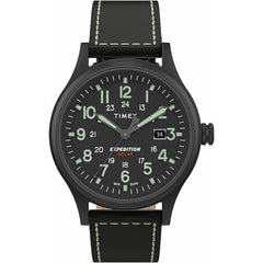 Timex Men's Watch - Expedition Solar Black Dial Leather Strap | TW4B18500JT