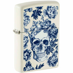 Zippo Windproof Lighter - King Skull Design White Matte Blue Metal | 48086