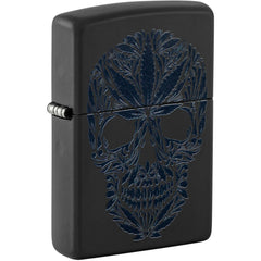 Zippo Windproof Lighter - Cannabis Skull Design Black Matte Metal | 48531