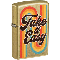 Zippo Windproof Lighter - Take It Easy Design Gold with Street Brass Metal | 48874
