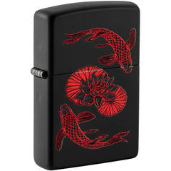 Zippo Windproof Pocket Lighter - Koi Fish Design Classic Matte Black Finish | 49922