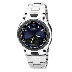 Casio Men's Ana-Digi Sports Illuminator Databank Silver Dial Stainless Steel Bracelet Watch | AW80D-7A