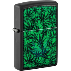 Zippo Windproof Pocket Lighter - Cannabis Design Classic Black Matte Finish | 48736
