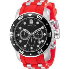 Invicta Men's Watch - Pro Diver Scuba Black Dial Red and Silver Tone Strap | 49829