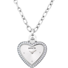 Invicta Women's Necklace Watch - Mini Heart Shape Silver Crystal Pendant | 49937
