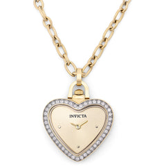 Invicta Women's Necklace Watch - Mini Heart Shape Pendant Yellow Gold Chain | 49938