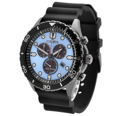 Citizen Men's Watch - Eco-Drive Chronograph Blue Dial Black Strap | AT2567-18L