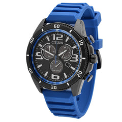 Citizen Men's Watch - Brycen Chronograph Black Dial Blue Silicone Strap | AT2586-05E