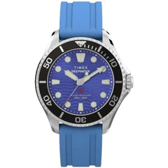 Timex Men's Watch - Deep Water Meridian Quartz Blue Dial Rubber Strap | TW2Y40400VQ