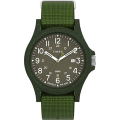 Timex Men's Watch - Reclaim Ocean Quartz Black Dial Green Fabric Strap | TW2V96000JR