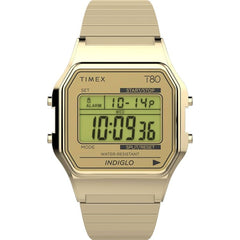 Timex Unisex Watch - T80 Chronograph Digital Dial Yellow Gold Bracelet | TW2W68100VQ