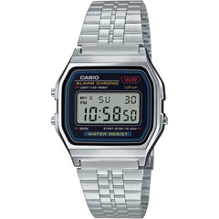 Casio Men's Watch - Chronograph Grey Digital Dial Silver Steel Bracelet | A-159WA-N1DF
