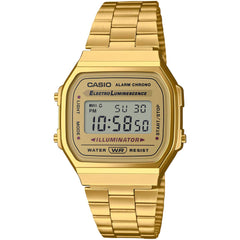 Casio Men's Watch - Chrono Grey Digital Dial Yellow Gold Steel Bracelet | A-168WG-9WDF