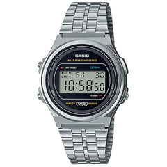 Casio Men's Watch - Chronograph Grey Digital Dial Silver Steel Bracelet | A-171WE-1ACF