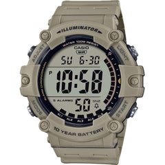 Casio Men's Watch - Dual Time Grey Digital Dial Beige Rubber Strap | AE-1500WH-5AV