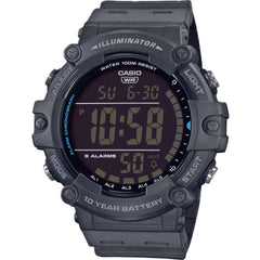 Casio Men's Watch - Dual Time Black Digital Dial Dark Grey Strap | AE-1500WH-8BV
