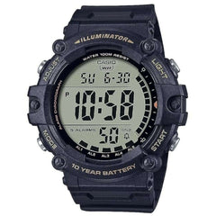 Casio Men's Watch - Dual Time Grey Digi Dial Black Rubber Strap | AE-1500WHX-1AVCF