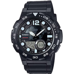 Casio Men's Watch - World Time Black and Grey Ana-Digi Dial Strap | AEQ-100W-1AV