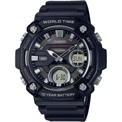 Casio Men's Watch - World Time Black and Grey Ana-Digi Dial Strap | AEQ-120W-1AVCF