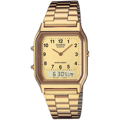 Casio Men's Watch - Quartz Rose Gold Analog-Digital Dial Steel Bracelet | AQ-230GA-9B