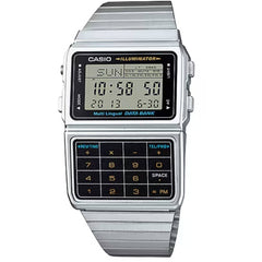 Casio Men's Watch - Dual Time Grey Digital Dial Silver Steel Bracelet | DBC-611-1DF