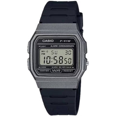 Casio Men's Watch - Chronograph Grey Digital Dial Black Rubber Strap | F-91WM-1BCF