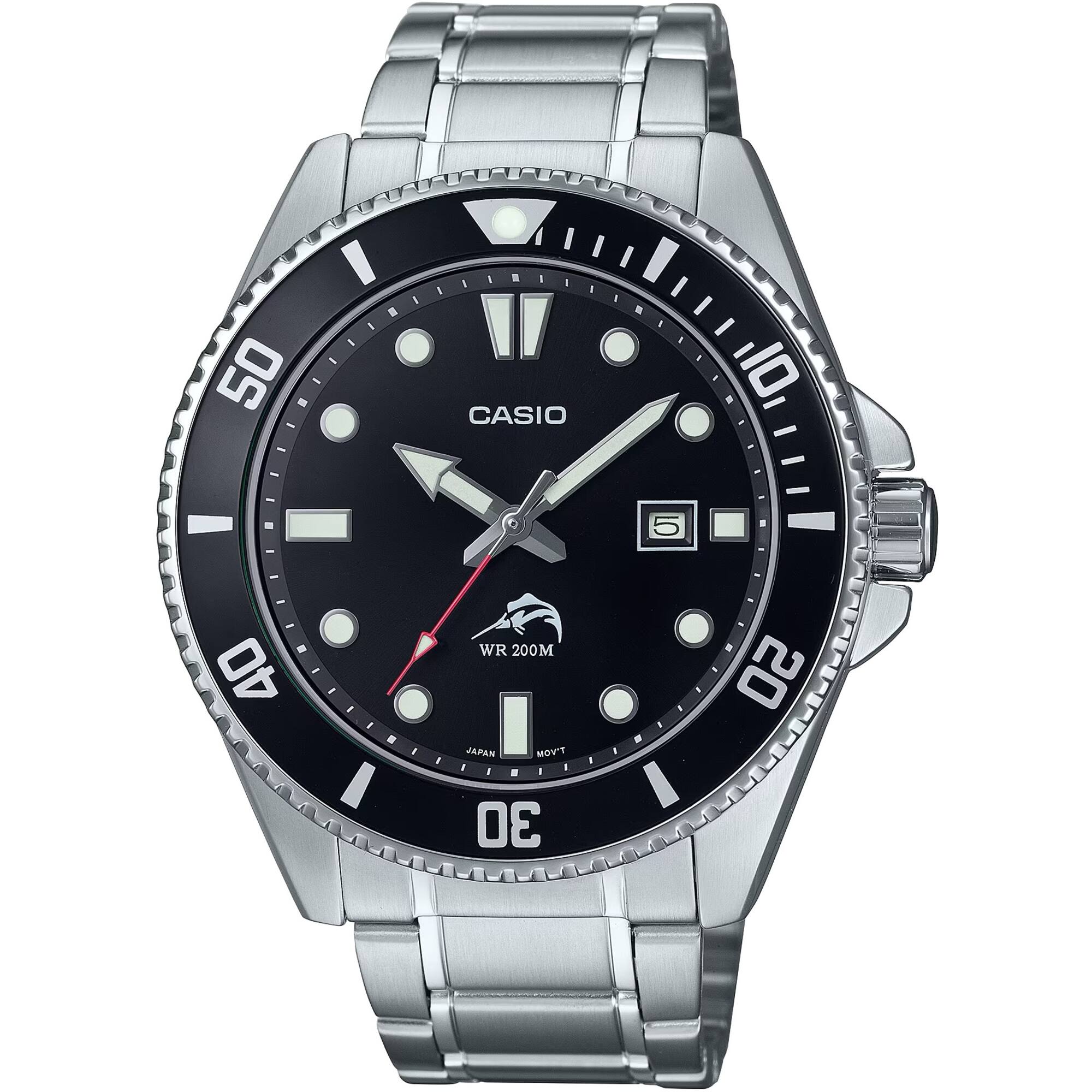Casio Men's Watch - Rotating Bezel Black Dial Silver Bracelet | MDV ...