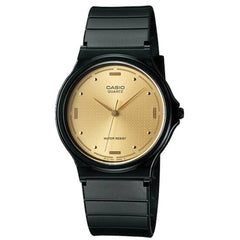 Casio Men's Watch - Quartz Round Gold Tone Dial Black Resin Strap Analog | MQ-76-9A