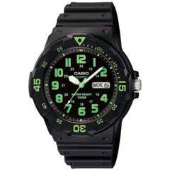 Casio Men's Watch - Rotating Bezel Black Analog Dial Rubber Strap | MRW-200H-3BV