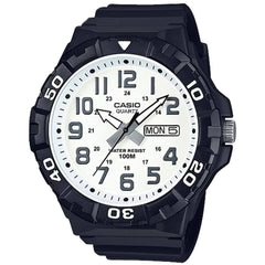 Casio Men's Watch - Quartz White Dial Black Rubber Strap Date and Day | MRW-210H-7AV