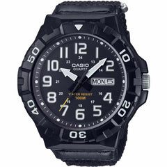 Casio Men's Watch - Quartz Black Fabric Strap Date and Day Display | MRW-210HB-1BV