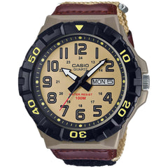 Casio Men's Watch - Quartz Brown Fabric Strap Date and Day Display | MRW-210HB-5BV