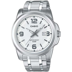 Casio Men's Watch - Quartz White Dial Silver Bracelet Date Display | MTP-1314D-7AV