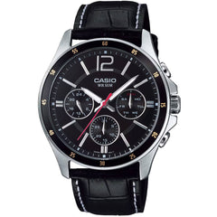 Casio Men's Watch - Quartz Black Dial Leather Strap Date Display | MTP-1374L-1AV