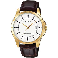 Casio Men's Watch - Quartz White Dial Brown Bracelet Date Display | MTP-B130MG-1AVDF