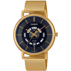 Casio Men's Watch - Quartz Black Dial Yellow Gold Bracelet Date | MTP-B135MG-1AVDF