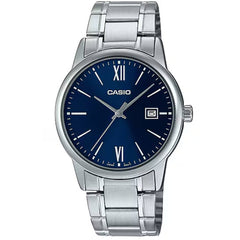 Casio Men's Watch - Quartz Blue Dial Silver Stainless Steel Bracelet | MTP-V002D-2B3