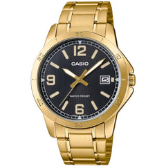 Casio Men's Watch - Black Dial Yellow Gold Stainless Steel Bracelet | MTP-V004G-1BUDF