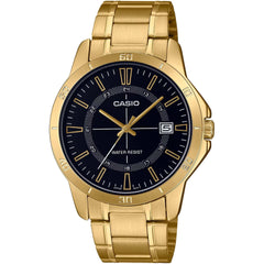 Casio Men's Watch - Black Dial Yellow Gold Stainless Steel Bracelet | MTP-V004G-1CUDF