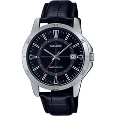 Casio Men's Watch - Quartz Black Dial Leather Strap Date Display | MTP-V004L-1CUDF
