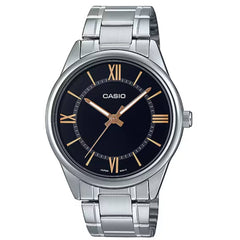 Casio Men's Watch - Black Dial Silver Stainless Steel Bracelet | MTP-V005D-1B5UDF