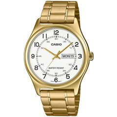 Casio Men's Watch - White Dial Yellow Gold Stainless Steel Bracelet | MTP-V006G-7B