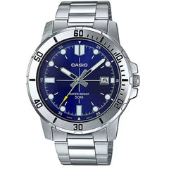 Casio Men's Watch - Blue Dial Silver Stainless Steel Bracelet | MTP-VD01D-2EVUDF