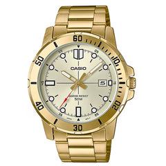 Casio Men's Watch - Gold Dial Yellow Gold Stainless Steel Bracelet | MTP-VD01G-9EV