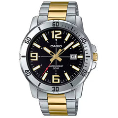 Casio Men's Watch - Black Dial Yellow Gold Stainless Steel Bracelet | MTP-VD01SG-1BV
